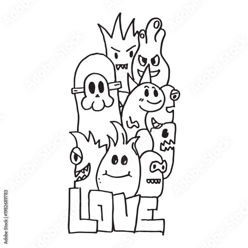 Handdrawn Doodle Monster