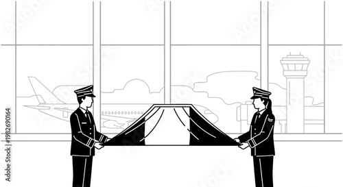 Airport officials unveil new airline service with flag ceremony