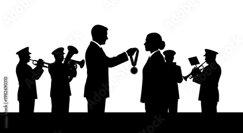 Award Ceremony Silhouette: Medal Presentation with Trumpet Fanfare
