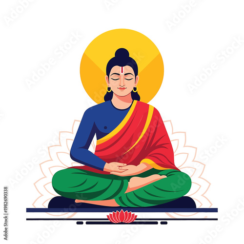 Buddha statue in meditation posture sitting.