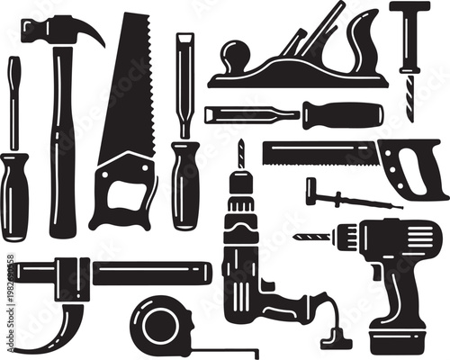 Collection of various hand and power tools