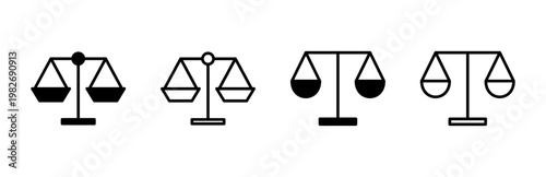 Scales icon set . Law scale icon. Justice sign
