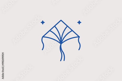 A kite flying high in the sky as a playful autumn Vector Illustration. Ideal for concepts of outdoor fun, children's activities, and windy fall days.