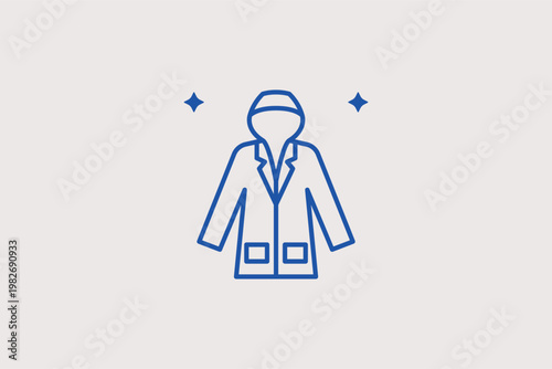 A classic raincoat or trench coat designed for autumn weather in a Vector Illustration. This icon depicts seasonal fashion and protection from the elements.