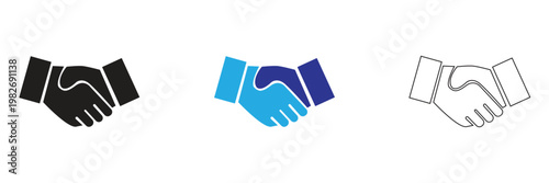 Handshake Icons for Partnership Concept. Set of handshake  icons representing trust, agreement, teamwork, and cooperation in business or social relationships.