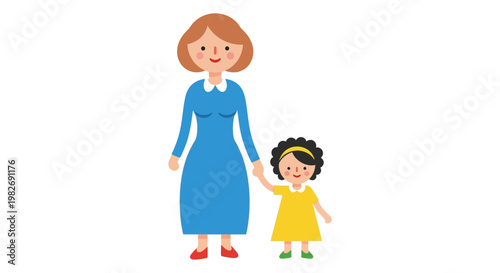 Mother holding hand of her daughter, a sweet illustration of family bonding and love between mother and child