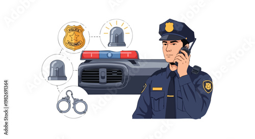 Police Officer on Duty. Law Enforcement Concept. Digital Art.