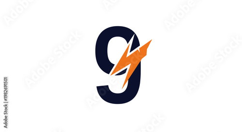 Dynamic Number Nine Logo with Lightning Bolt Design.