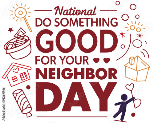 National Do Something Good for Your Neighbor Day Cartoon Vector Art, Helping Hands Neighborhood Theme