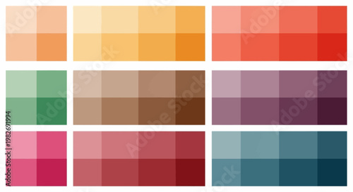 Vibrant color palettes for design and artistic inspiration.