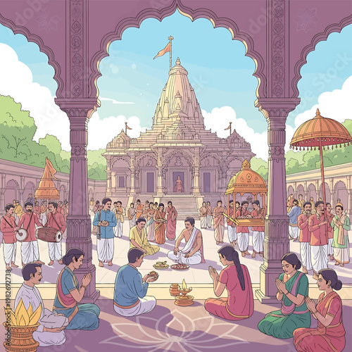 People sitting in traditional Indian attire.