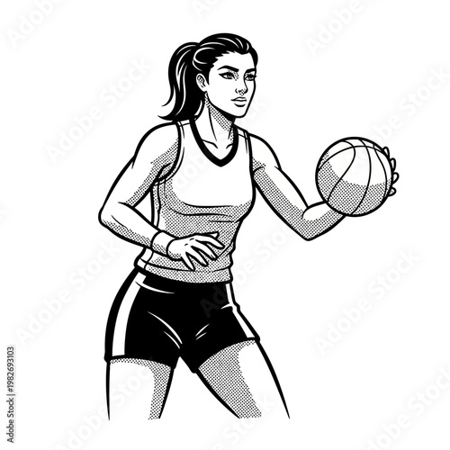 Woman Basketball Player Holding Ball Ready to Shoot