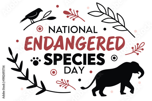 National Endangered Species Day Vector Illustration, Wildlife Conservation Awareness Design