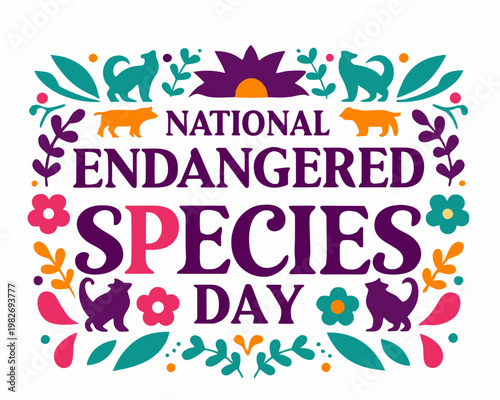 National Endangered Species Day Wildlife Protection Vector Illustration, Nature Conservation Theme