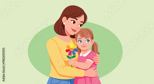 Woman Hugging Little Girl 3.