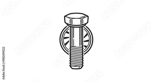 Bolt and Washer Fastener Illustration - Mechanical Component Detail