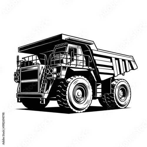 Heavy Duty Mining Dump Truck - Industrial Vehicle Illustration