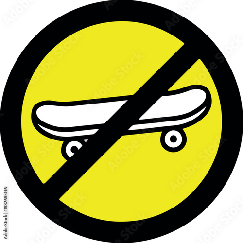 No Skateboarding Prohibition Sign Icon