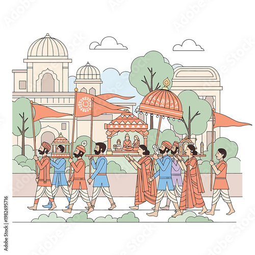 Group of people in traditional clothing.