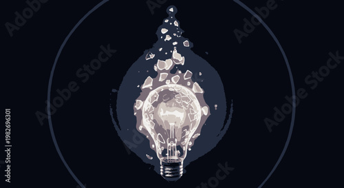 Broken Light Bulb Concept - Shattered Idea, Failure, Innovation