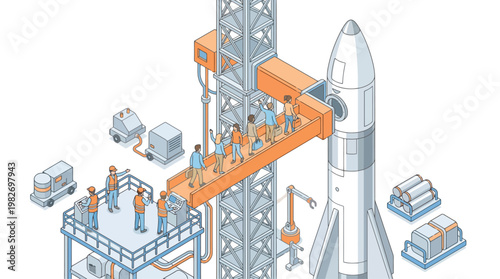 Rocket On Launchpad Ready For Countdown.