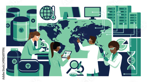 Team of scientists conducting experiments in a laboratory.