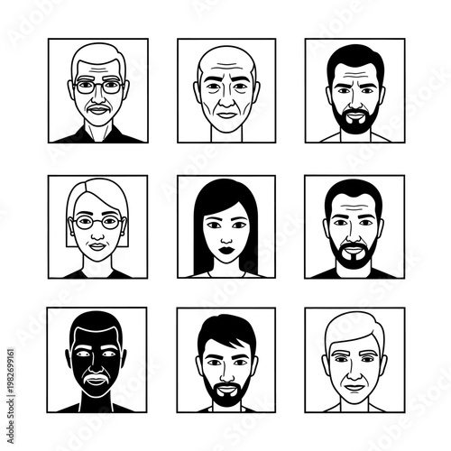 Diverse People Portraits Collection: Men and Women of Various Ages and Ethnicity