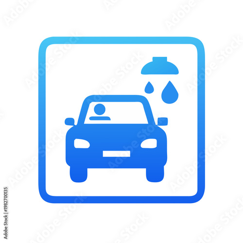 Car Wash Sign Icon Vehicle Cleaning Symbol Blue Water Spray Vector