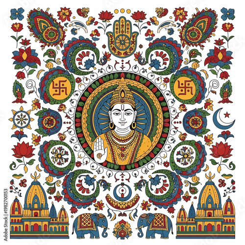 Hinduism religious spiritual symbol art.