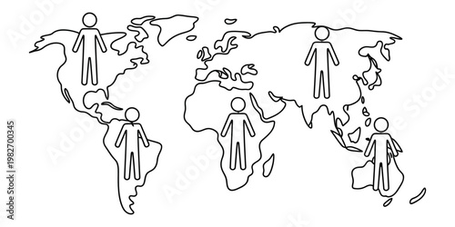 continuous one line drawing Group of people dancing in a row teamwork illustration vector concept design