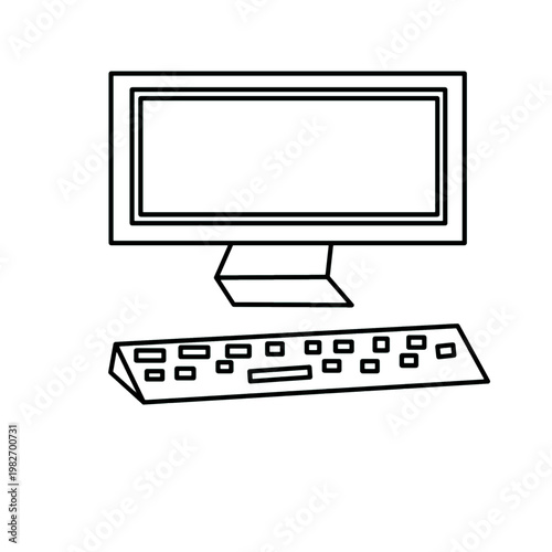 desktop pc black drawing line art electronic gadget online office equipment work