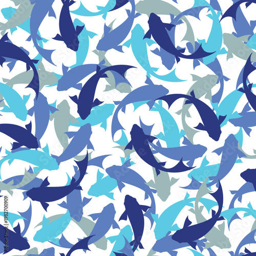 Abstract seamless pattern composed of fish,