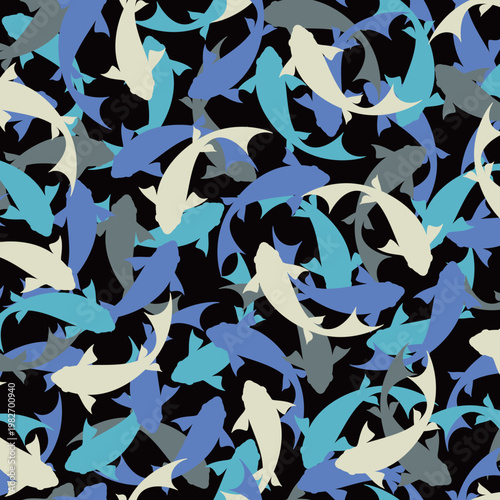 Abstract seamless pattern composed of fish,