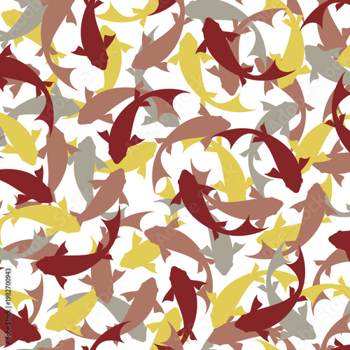 Abstract seamless pattern composed of fish,