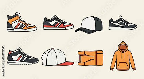 Fashionable Sneakers, Caps, Hoodie, and Bag Collection