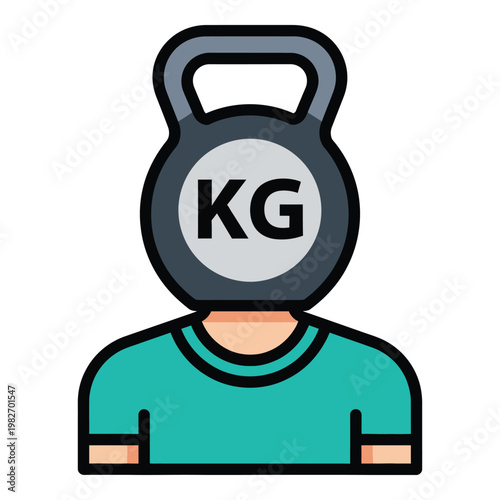 Cartoon person lifting weights exercise fitness concept icon graphic illustration icon