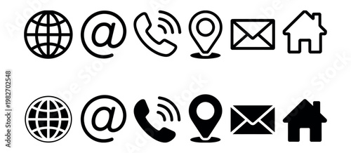 Tableau sur toile Contact information icons set for website and application featuring phone email