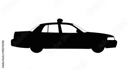 Silhouette of a classic sedan car side view isolated on white