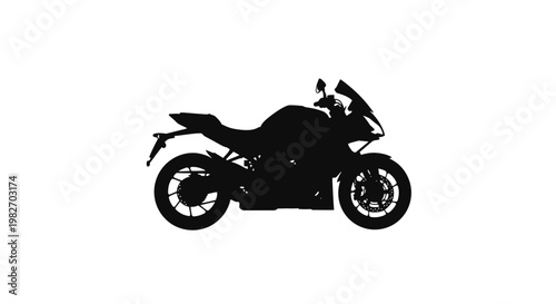 Silhouette of a modern sportbike against a white background