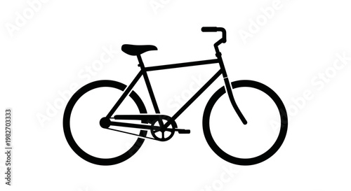 Simple black silhouette of a classic bicycle with curved handlebars