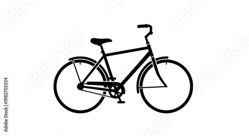 Simple black silhouette of a classic bicycle with visible wheels and frame