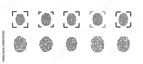 Fingerprint authentication icon security symbol for biometric verification user identity access control login system protection clean modern vector design