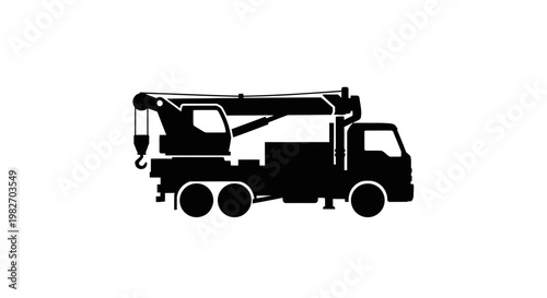Silhouette of a tow truck against a plain white background