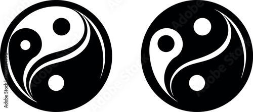 Yin and yang symbol icons in white and black colors  ancient chinese philosophy