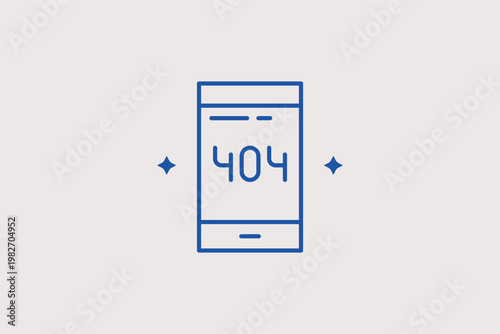 Smartphone displaying a 404 error shows a broken mobile link or page. Practical Vector Illustration is ideal for web troubleshooting and mobile app error messages.