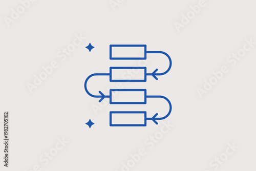 Sequential process diagram shows algorithm design or data flow logic. Detailed Vector Illustration is ideal for back-end development and automated workflows.