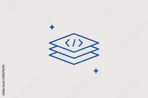 Multiple layers of coding files represent application structure or database stacks. Comprehensive Vector Illustration is perfect for full-stack development and cloud storage concepts.