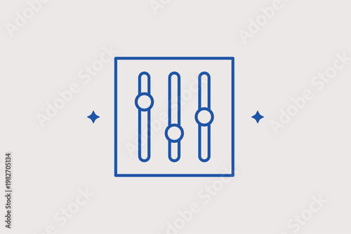 Sliders or settings icon allows for precise configuration and system tuning. Functional Vector Illustration is ideal for audio processing or dashboard adjustment icons.