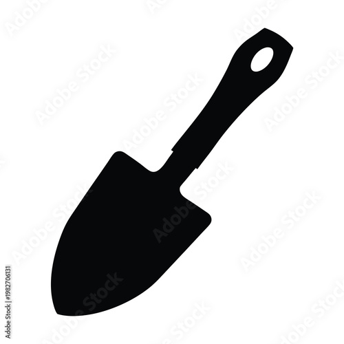 Silhouette of a small hand trowel for gardening and planting purposes