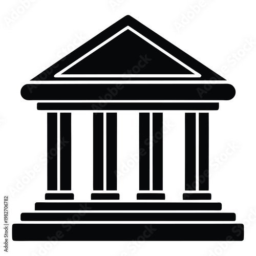 Bank icon on white background with silhouette style illustration bank icon on white background silhouette